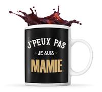 Planetee Tasse noir J'peux Pas je suis Mamie | Mug original idéal pour grand-mère | cadeau de noël et anniversaire fête des mères
