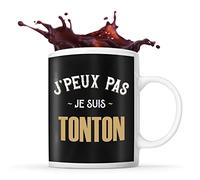 Planetee Tasse noir J'peux Pas je suis Tonton | Mug original pour oncle idéal pour cadeau de noël et anniversaire