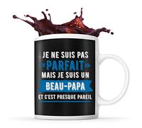 Planetee Tasse noir Parfait Beau-Papa | Mug original pour beau père idéal pour cadeau de noël et anniversaire