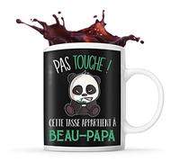 Planetee Tasse noir Pas Touche Panda Beau-Papa | Mug original pour beau père idéal pour cadeau de noël et anniversaire
