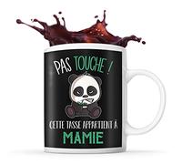 Planetee Tasse noir Pas Touche Panda Mamie | Mug original idéal pour grand-mère | cadeau de noël et anniversaire fête des mères