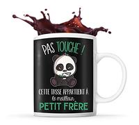 Planetee Tasse noir Pas Touche Panda Petit Frère | Mug original idéal pour cadeau de noël et anniversaire