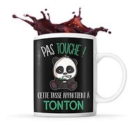 Planetee Tasse noir Pas Touche Panda Tonton | Mug original pour oncle idéal pour cadeau de noël et anniversaire
