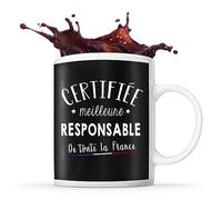 Planetee Tasse Noire Certifiée meilleure Responsable | Idée Mug Cadeau Humour Collègue famille Femme Anniversaire Noël
