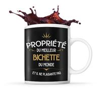 Planetee Tasse Noire Propriété du meilleur Bichette | Mug café thé Idée Cadeau Homme Humour Collègue famille Anniversaire Noël