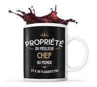 Planetee Tasse Noire Propriété du meilleur Chef | Mug café thé Idée Cadeau Homme Humour Collègue famille Anniversaire Noël