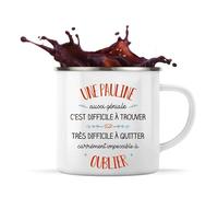 Planetee Tasse Pauline aussi géniale 360 ml | Mug Émaillé Métallique | Idée Cadeau Prénom Surnom Nom de Famille Humour Collègue Travail Anniversaire Noël