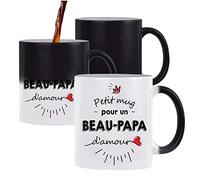 Planetee Tasse Petit Mug magique thermoréactif d'un Beau-Papa d'amour tasse change couleur chaleur idée cadeau famille Papa Fête des Pères Anniversaire Noël