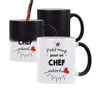Planetee Tasse Petit Mug magique thermoréactif d'un Chef adoré tasse change couleur chaleur idée cadeau travail collègue départ retraite anniversaire Noël homme
