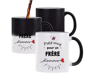 Planetee Tasse Petit Mug magique thermoréactif d'un Frère d'amour tasse change couleur chaleur idée cadeau famille Frère Anniversaire Noël