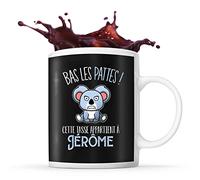 Planetee Tasse prénom Jérôme Bas les pattes Koala | Mug Prénom pour homme | Collection Animaux grognon mais mignon