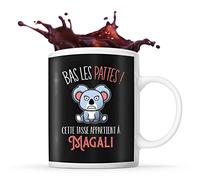 Planetee Tasse prénom Magali Bas les pattes Koala | Mug Prénom pour femme | Collection Animaux grognon mais mignon