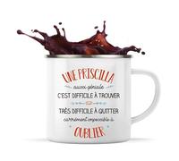 Planetee Tasse Priscilla aussi géniale 360 ml | Mug Émaillé Métallique | Idée Cadeau Prénom Surnom Nom de Famille Humour Collègue Travail Anniversaire Noël
