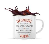 Planetee Tasse Psychiatre aussi géniale 360 ml | Mug Émaillé Métallique | Idée Cadeau Travail Métier Départ Retraite Collègue Anniversaire Noël