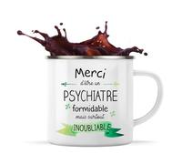 Planetee Tasse Psychiatre Inoubliable Homme 360 ml | Mug Émaillé Métallique | Idée Cadeau Collègue Travail Retraite