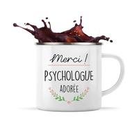 Planetee Tasse Psychologue Adorée Femme 360 ml | Mug Émaillé Métallique | Idée Cadeau Collègue Travail Retraite