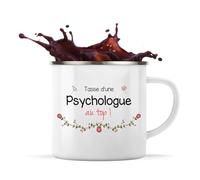 Planetee Tasse Psychologue au Top Femme 360 ml | Mug Émaillé Métallique | Idée Cadeau Collègue Travail Retraite