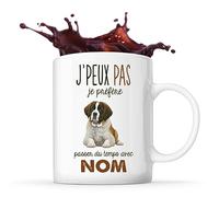 Planetee Tasse Saint Bernard Passer du temps Prénom Nom Personnalisable | Mug Café Thé Idée Cadeau Personnalisé Homme Femme Original pour propriétaire de chien