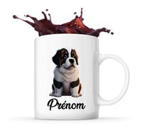 Planetee Tasse Saint Bernard style Cartoon Prénom Nom Personnalisable | Mug Café Thé Idée Cadeau Personnalisé Homme Femme Original pour propriétaire de chien