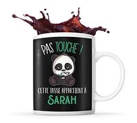 Planetee Tasse Sarah Pas Touche Panda | Mug Prénom Cadeau Anniversaire Humour