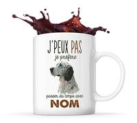 Planetee Tasse Setter Anglais Passer du temps Prénom Nom Personnalisable - Mug Café Thé Idée Cadeau Personnalisé Homme Femme Original pour Propriétaire de Chiot