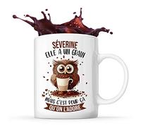 Planetee Tasse Séverine Chouette Café | Idée Mug Cadeau Travail Métier Humour Collègue Femme Anniversaire Noël