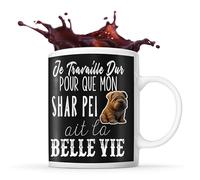 Planetee Tasse Shar Pei Je travaille dur | Mug Café Thé Idée Cadeau humour mignon pour propriétaire de chien