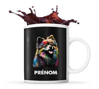 Planetee Tasse Spitz Allemand Style Street Art Prénom Nom Personnalisable | Mug Café Thé Idée Cadeau Personnalisé Homme Femme Original pour propriétaire de chien