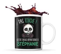 Planetee Tasse Stéphanie Pas Touche Panda | Mug Prénom Cadeau Anniversaire Humour