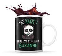 Planetee Tasse Suzanne Pas Touche Panda | Mug Prénom Cadeau Anniversaire Humour
