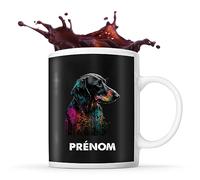Planetee Tasse Teckel Style Street Art Prénom Nom Personnalisable | Mug Café Thé Idée Cadeau Personnalisé Homme Femme Original pour propriétaire de chien