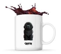 Planetee Tasse Terre-Neuve style Cartoon Prénom Nom Personnalisable - Mug Café Thé Idée Cadeau Personnalisé Homme Femme Original pour Propriétaire de Chiot