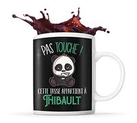 Planetee Tasse Thibault Pas Touche Panda | Mug Prénom Cadeau Anniversaire Humour