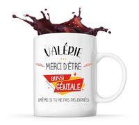 Planetee Tasse Valérie géniale sans faire exprès | Idée Mug Cadeau Prénom Surnom Nom de Famille Anniversaire Noël
