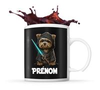 Planetee Tasse Yorkshire terrier avec sabre laser Prénom Nom Personnalisable - Mug Café Thé Idée Cadeau Personnalisé Homme Femme Original pour Propriétaire de Chiot