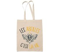 Planetee Tote bag abeilles c'est la vie | Idée Cadeau Sac cabas Bandoulière, Sac de Plage | Imprimé en France