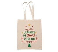 Planetee Tote bag Agathe Magie de noël Sapin - Sac Shopping - Secret santa Cadeau Noël Humour Insolite Collègue