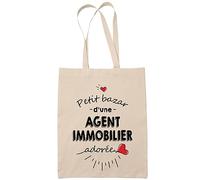 Planetee Tote bag Agent immobilier adorée femme | Idée Cadeau Sac cabas Bandoulière, Sac de Plage | Imprimé en France