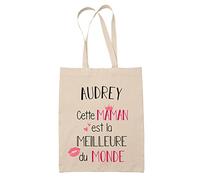Planetee Tote bag Audrey Meilleure Maman - Sac Coton Recyclé Réutilisable Shopping Fête des Mères cadeau Respectueux Environnement