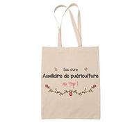 Planetee Tote Bag Auxiliaire de puériculture au Top | Idée Cadeau Collègue Travail Retraite Sac Cabas Réutilisable