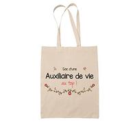 Planetee Tote Bag Auxiliaire de vie au Top | Idée Cadeau Collègue Travail Retraite Sac Cabas Réutilisable