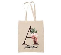 Planetee Tote Bag Beige Albertine | Sac en Coton Fairtrade 180 g/m² 10 L Anses 70 cm | Courses Bureau Plage Marché | Cadeau Femme Maîtresse Anniversaire