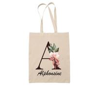 Planetee Tote Bag Beige Alphonsine | Sac en Coton Fairtrade 180 g/m² 10 L Anses 70 cm | Courses Bureau Plage Marché | Cadeau Femme Maîtresse Anniversaire