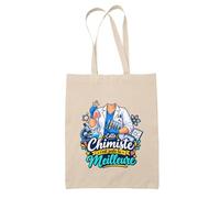 Planetee Tote Bag Beige Chimiste C'est juste la Meilleure Métier | Sac en Coton Fairtrade 180 g/m² 10 L Anses 70 cm | Courses Bureau Plage Marché | Cadeau Femme Maîtresse Anniversaire