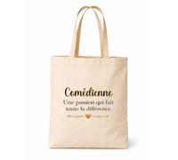 Planetee Tote bag beige Comédienne une passion Sac shopping Cadeau Collègue