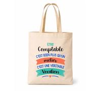 Planetee Tote bag beige Comptable une vocation Sac shopping Cadeau Collègue