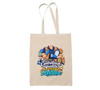 Planetee Tote Bag Beige Controleuse Qualite C'est juste la Meilleure Métier | Sac en Coton Fairtrade 180 g/m² 10 L Anses 70 cm | Courses Bureau Plage Marché | Cadeau Femme Maîtresse Anniversaire