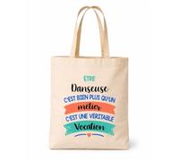 Planetee Tote bag beige Danseuse une vocation Sac shopping Cadeau Collègue