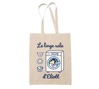 Planetee Tote Bag Beige Eliott : Les affaires de secours | Sac Crèche École Goûter Bibliothèque | Coton Fairtrade 10 L Anses 70 cm | Cadeau Rentrée Garçon