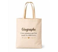 Planetee Tote bag beige Géographe une passion Sac shopping Cadeau Collègue